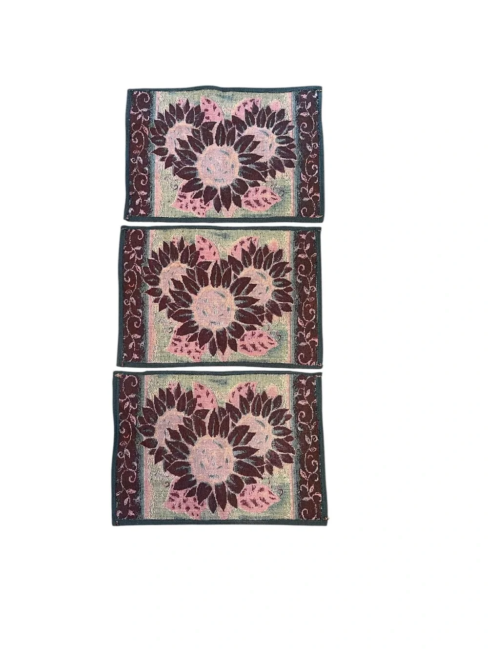 Sunflower Tapestry Placemats Set of 6 Tuscan Woven Cotton Blend  17.5”x12.5”